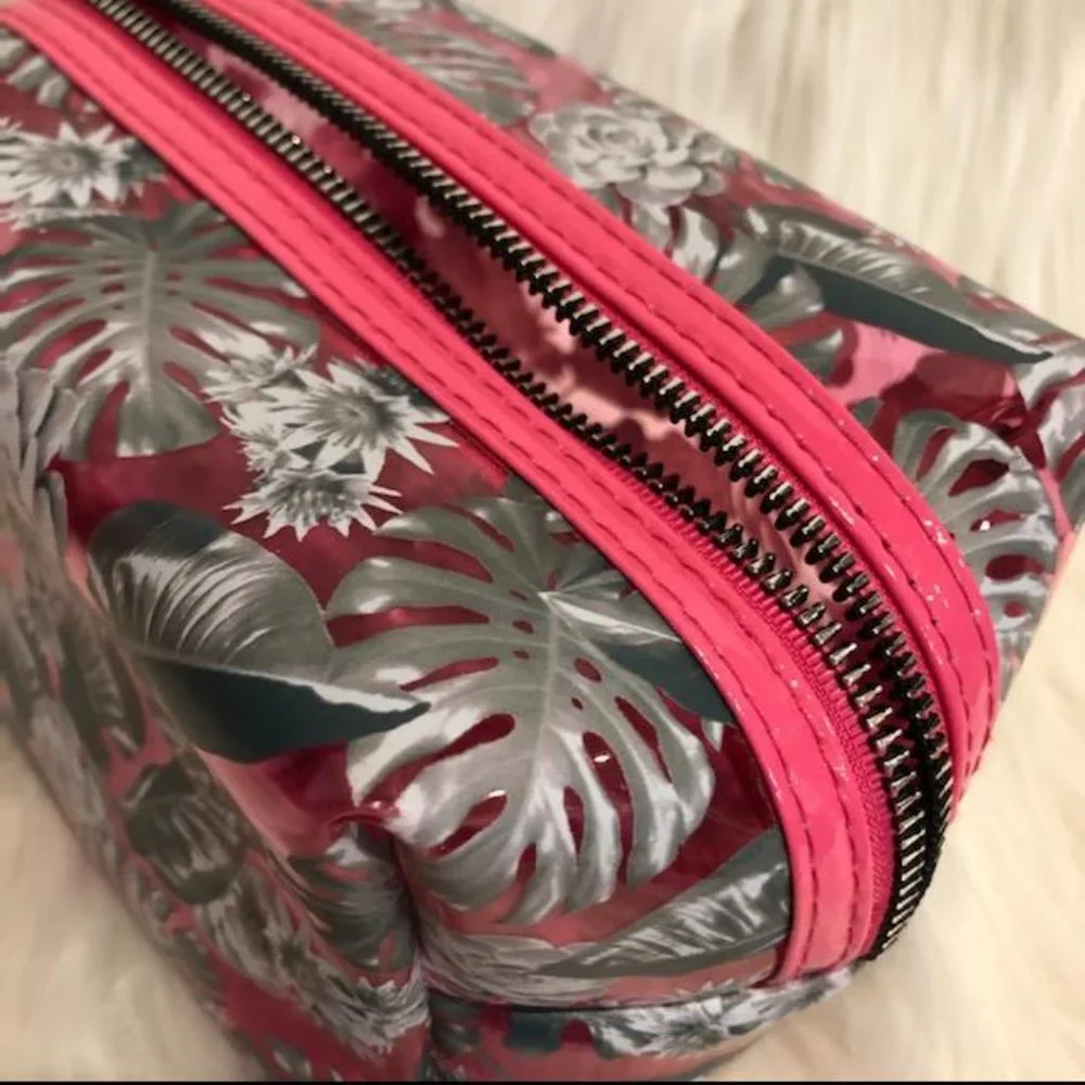 Nicole Miller Pink Plastic Cosmetic Bag